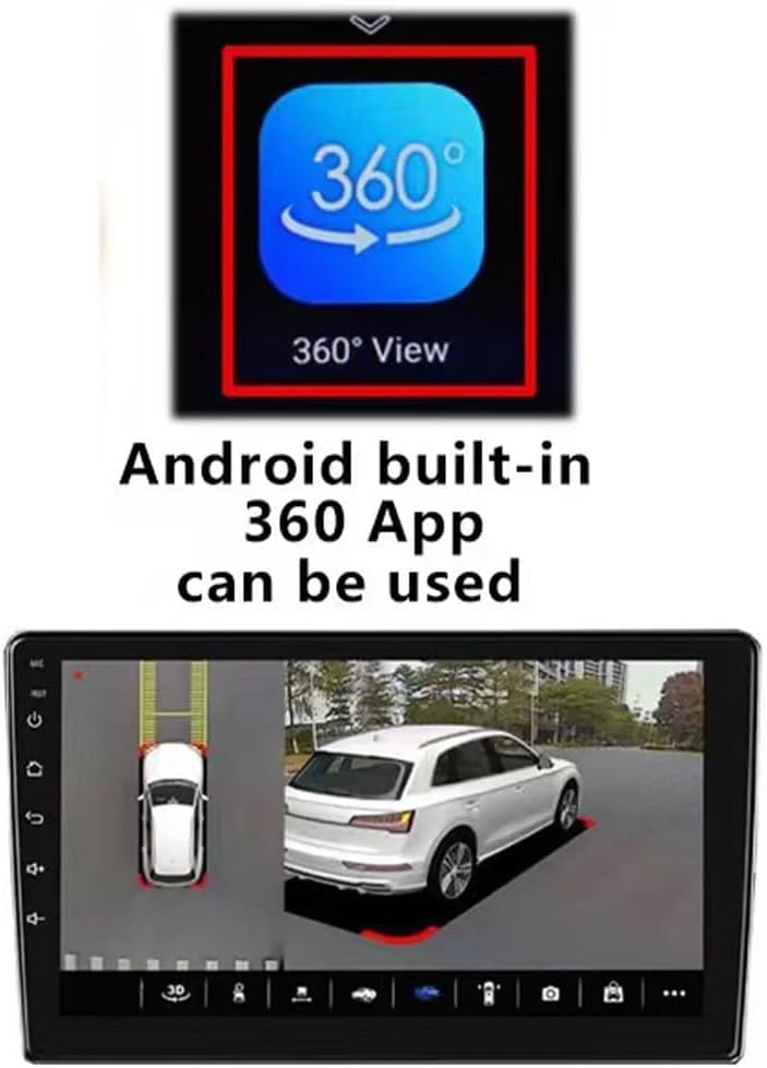 BY-J 360-Degree Panoramic Camera System for Android 3D 1080P Excellent Night Vision Parking Assist Kit with Mounting Accessories and Video Cables (360 Camera-1080P)
