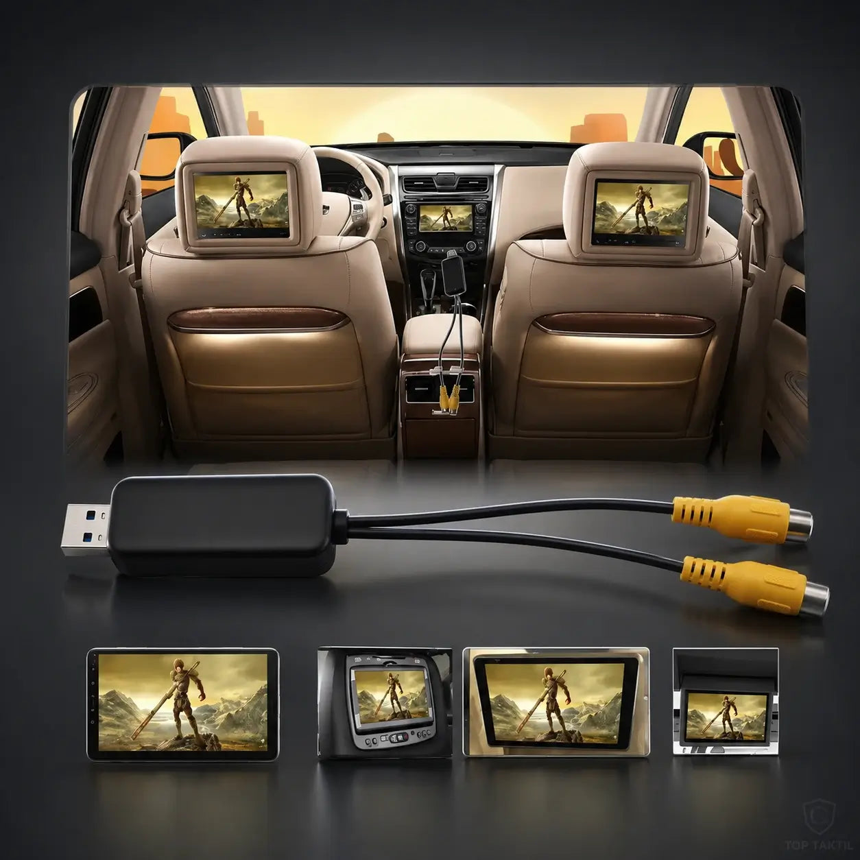 USB to Dual CVBS Video Output Adapter for Android Car Stereo – Dual RCA AV Output