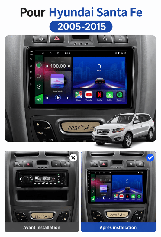 TOPTAKTILHyundai Classic Santa Fe | 2000 - 2004 | autoradio Android 15 | CarPlay | Android Auto|
