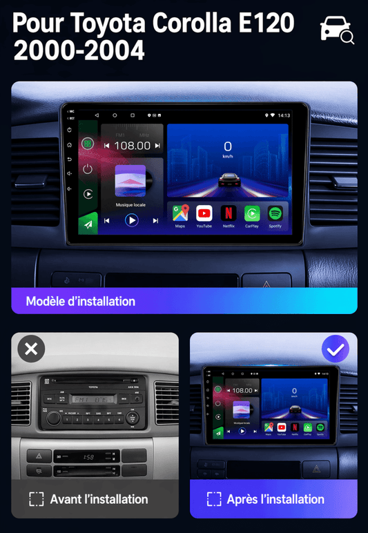 TOPTAKTILToyota Corolla |2000 - 2004| Android 15 autoradio | Apple CarPlay | Android Auto