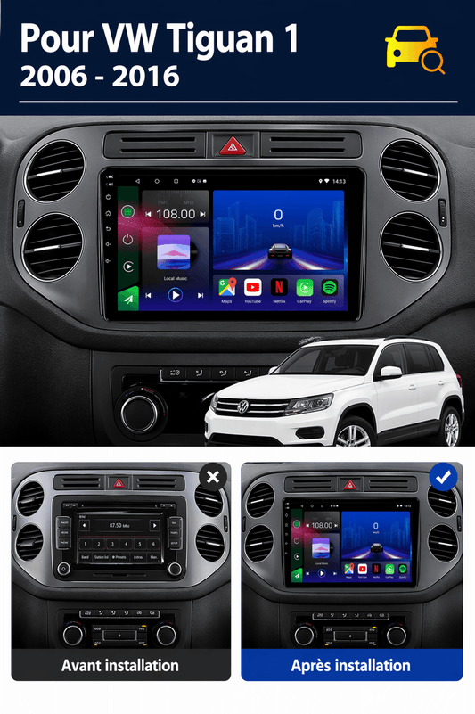 Volkswagen Tiguan | 2006-2015 | Head Unit Android 15 | Carplay en Android Auto
