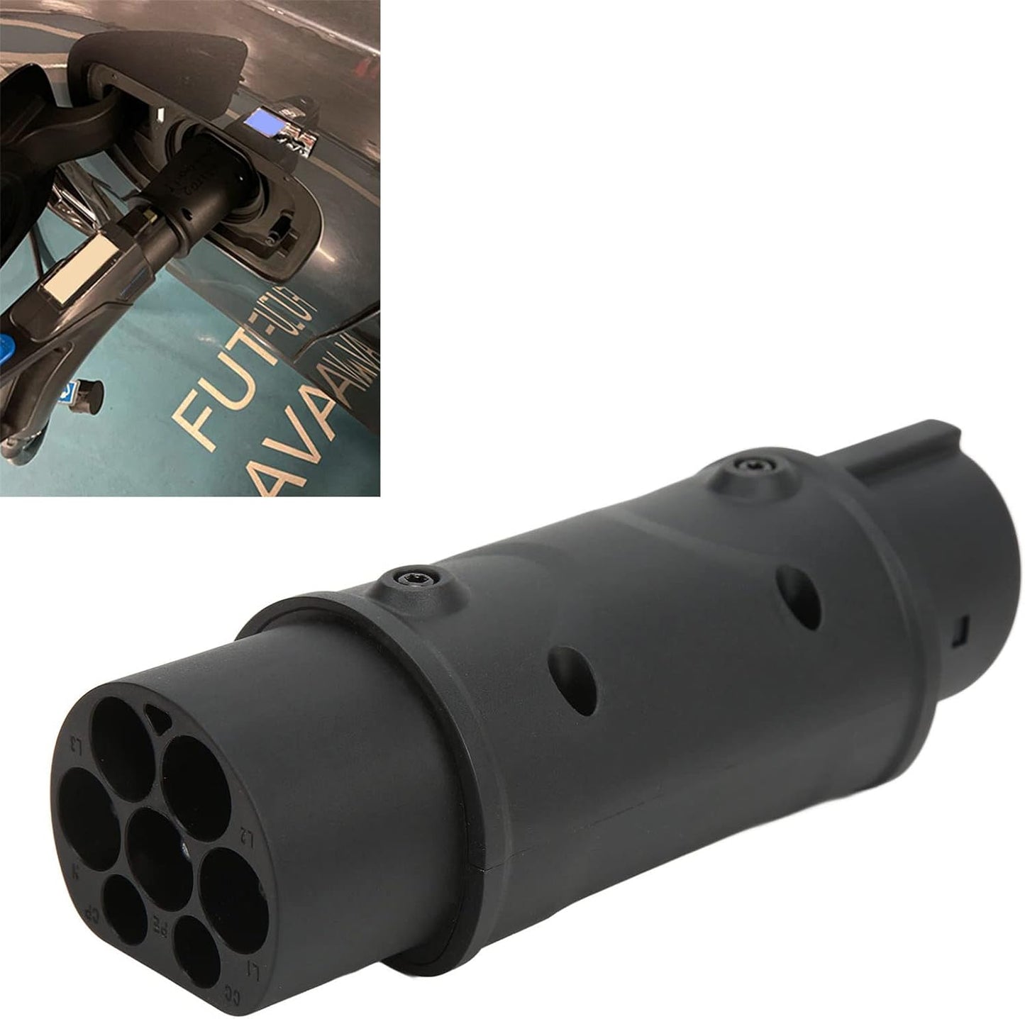 Typ-2-auf-Typ-1-EV-Ladeadapter, EVSE-Stecker 16A/32A 230V 7.2kW, IP54 und UL94 V-0 Flammhemmend