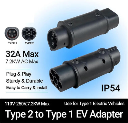 Charging Adapter Type 2 to Type 1 J1772 – 32A