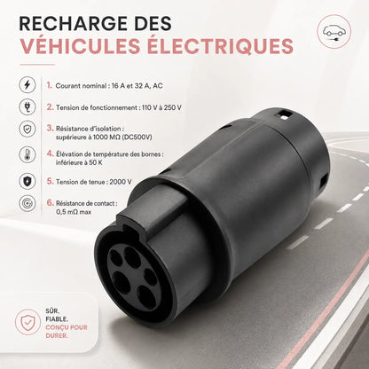 Adapter Type 1 J1772 naar Type 2 – 32A