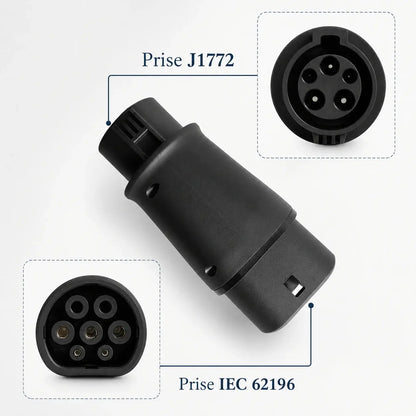 Adapter Type 1 J1772 naar Type 2 – 32A