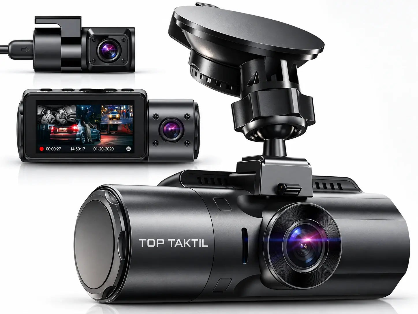 Dashcam Triple Lenses - 4K + Night vision + Mode Parking