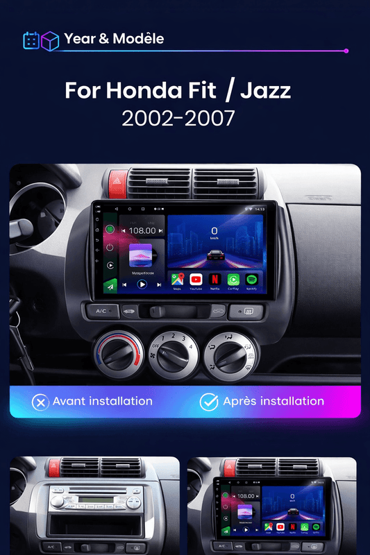 Honda Jazz fit | 2002-2007 | Head Unit Android 15 | Apple CarPlay | Android Auto