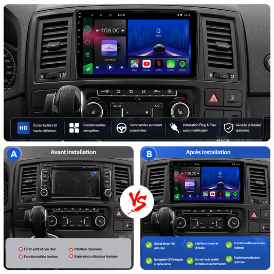 Volkswagen | Transporter T5 | 2003-2010 | Android 15 Hoofdeenheid | Apple CarPlay | Android Auto