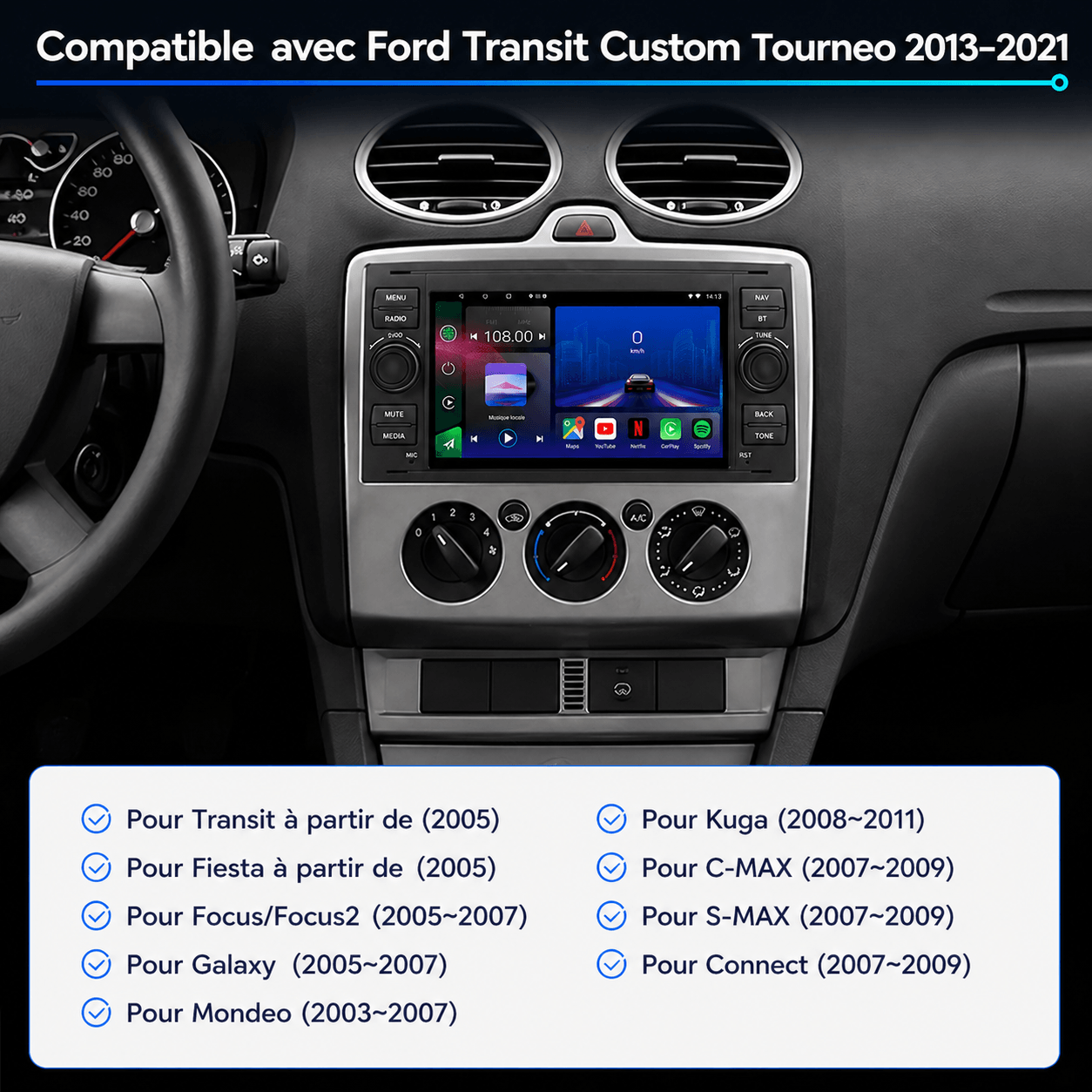 Ford Transit | Kuga | MK7 2006-2013 | Android 15 Head Unit | Apple CarPlay | Android Auto