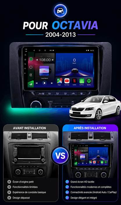 Skoda | Octavia MK2 | 2004-2013 | Android 15 Head Unit | Apple CarPlay | Android Auto