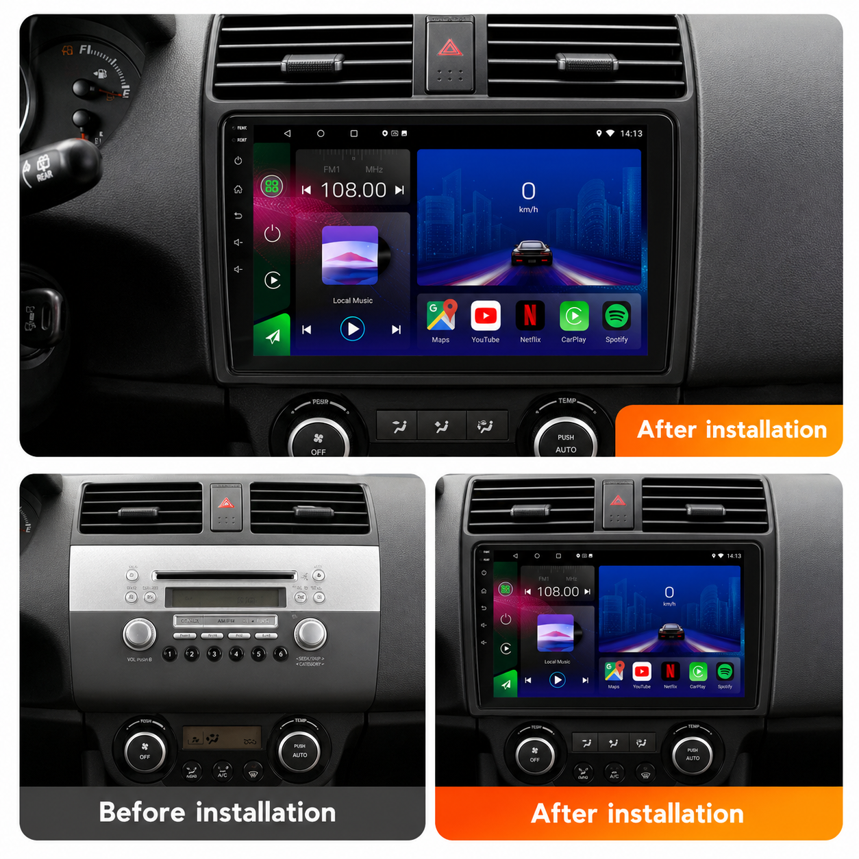 Suzuki Swift | 2003–2010 | Android 15 Head Unit | Apple CarPlay | Android Auto