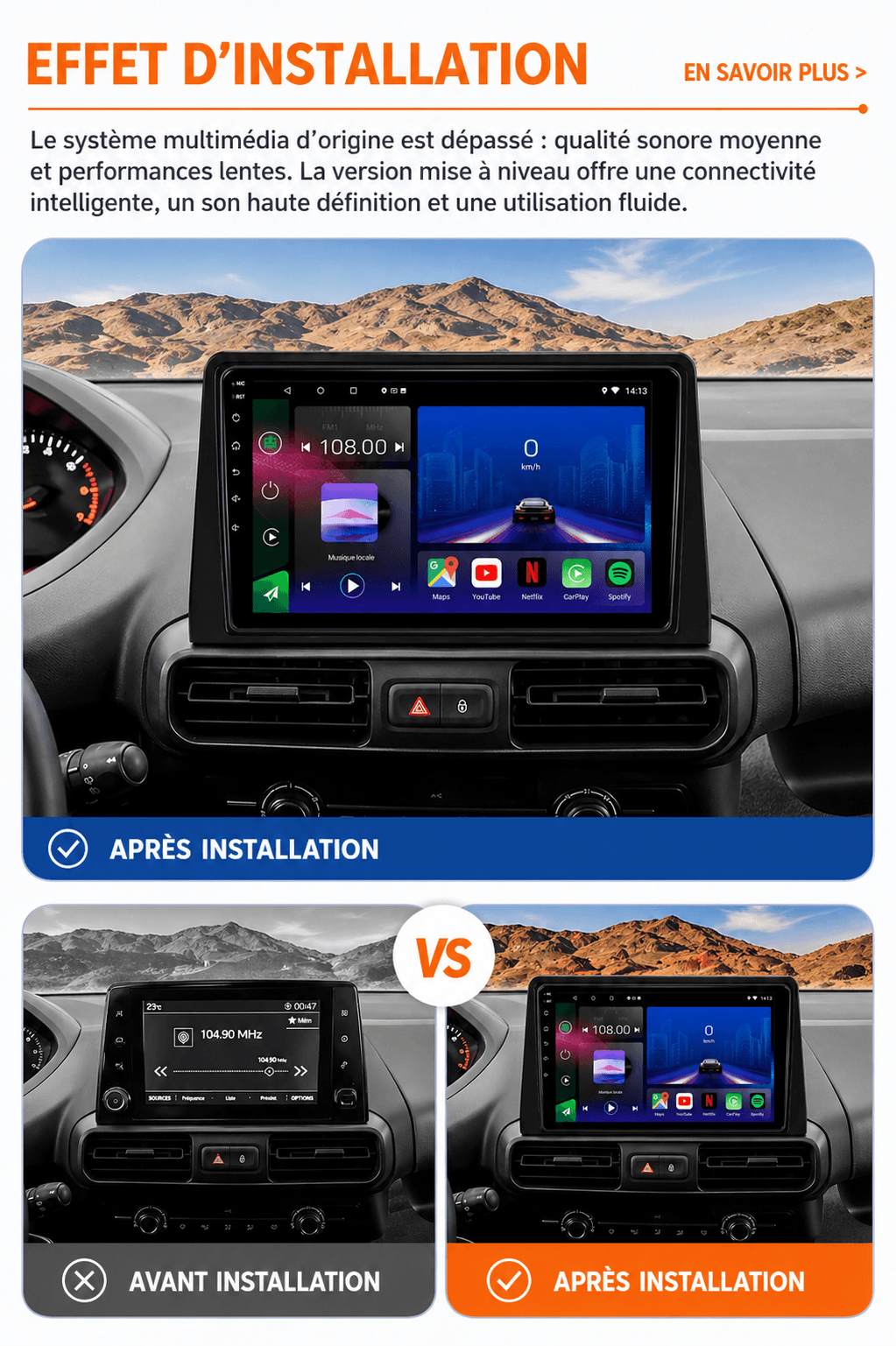 Peugeot Partner, Citroen Berlingo, Opel Combo | 2018-2023 | Head Unit Android 15 | Carplay