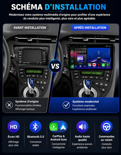 Toyota Prius | 2009-2015 | Android 15 Hoofdeenheid | Apple CarPlay | Android Auto