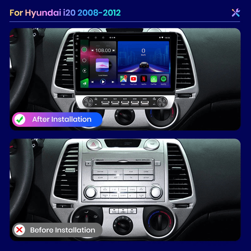 Hyundai i20 | 2008-2012 | Android 15 Head Unit | Apple CarPlay | Android Auto