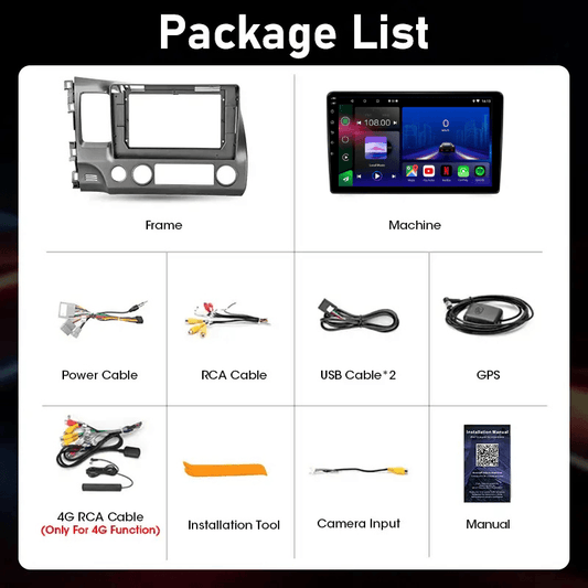 Honda Civic 8 |2005-2012 | Head Unit Android 15 | Apple CarPlay | Android Auto