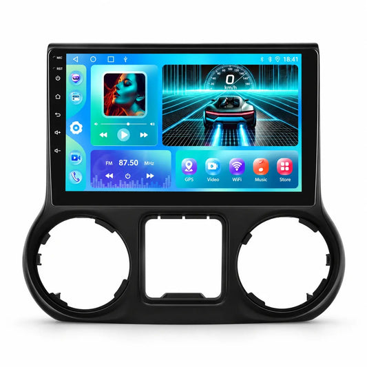 Autoradio Android 10,1" für Jeep Wrangler 2011-2014: 2+64 GB, GPS, DSP, Bluetooth, WiFi, CarPlay wireless/Android Auto, Lenkradfernbedienung