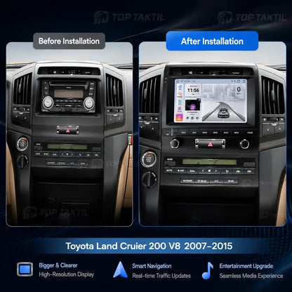 Toyota Land Cruiser 2008-2015 Android 15 Head Unit: IPS Touch, CarPlay, Android Auto, GPS, WiFi 5G, FM, SWC, AHD-Kamera