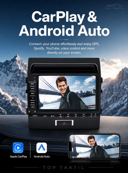 Toyota Land Cruiser 2008-2015 Android 15 Head Unit: IPS Touch, CarPlay, Android Auto, GPS, WiFi 5G, FM, SWC, AHD-Kamera