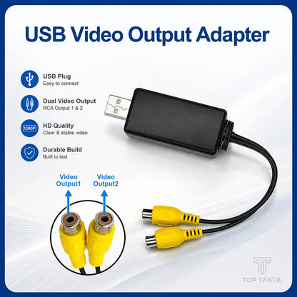 USB to Dual CVBS Video Output Adapter for Android Car Stereo – Dual RCA AV Output