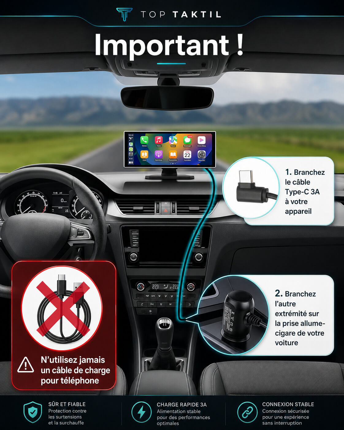 11.26-inch CarPlay & Android Auto Display – No Installation Required