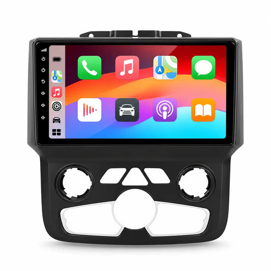 Hoofdeenheid Dodge Ram 2013-2019: 9", CarPlay/Android Auto, 2 GB RAM, 32 GB ROM, DSP, Bluetooth, GPS, FM, wifi, automatische airconditioning voor modellen 1500/2500/3500.