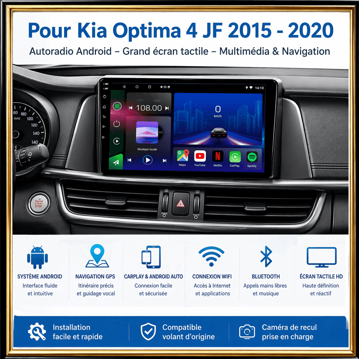 Kia Optima | 2016-2020 | Android 15-hoofdeenheid | Apple CarPlay | Android Auto