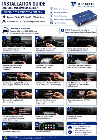 Apple CarPlay wireless | Retrofit for Peugeot Citroen | Android Auto | Decoder | Integration