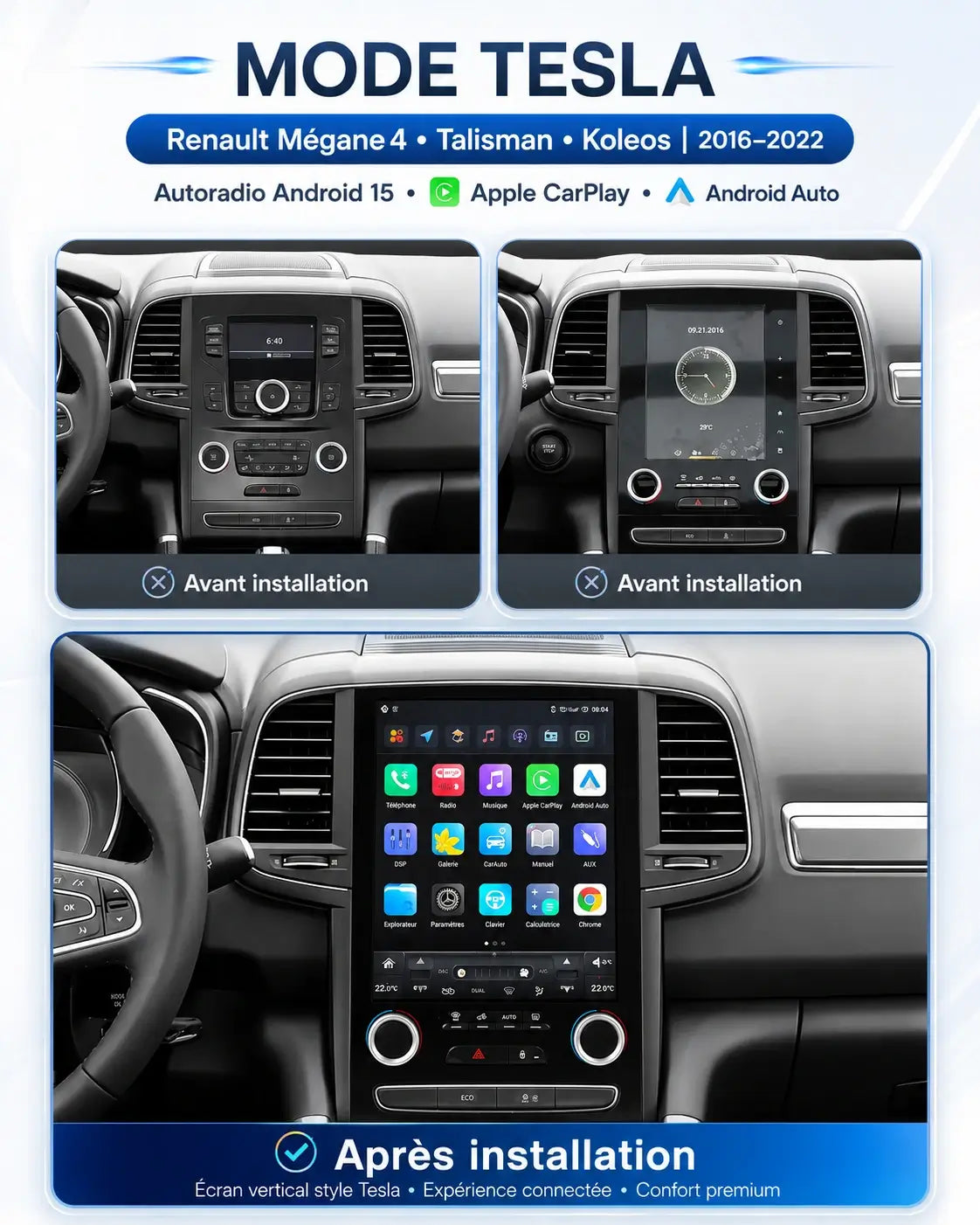 Renault Megane 4 Talisman Koleos | 2016-2022 | Android 15 Head Unit | Apple CarPlay | Android Auto