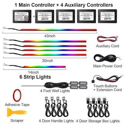 TOPTAKTILKit LED pour Voiture RGB - 16 Millions de Couleurs avec Contrôle App