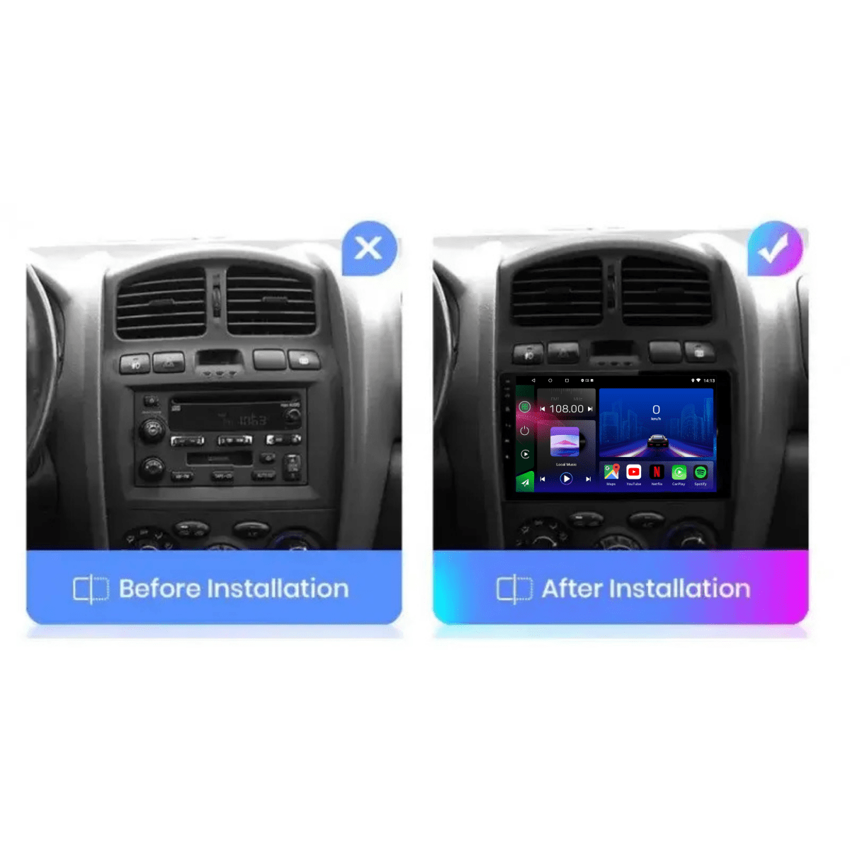 TOPTAKTILHyundai Santa Fe 1 | 2001 - 2006 | Android 15 autoradio | Apple CarPlay | Android Auto
