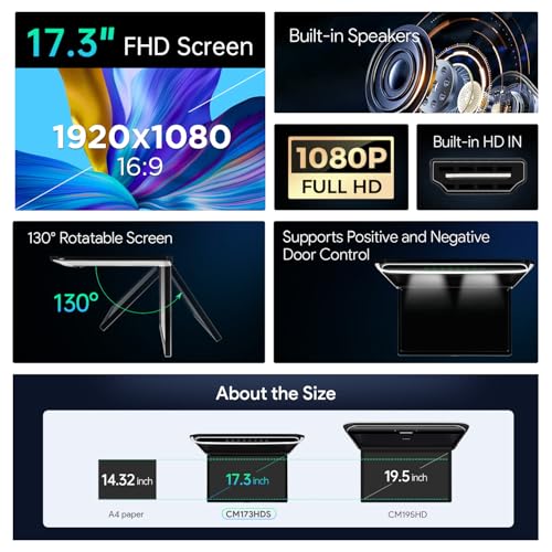 TOPTAKTILÉcran TFT 17.3" Full HD 1080P – Lecteur de Toit Voiture avec Casque IR NoirÀ domicile