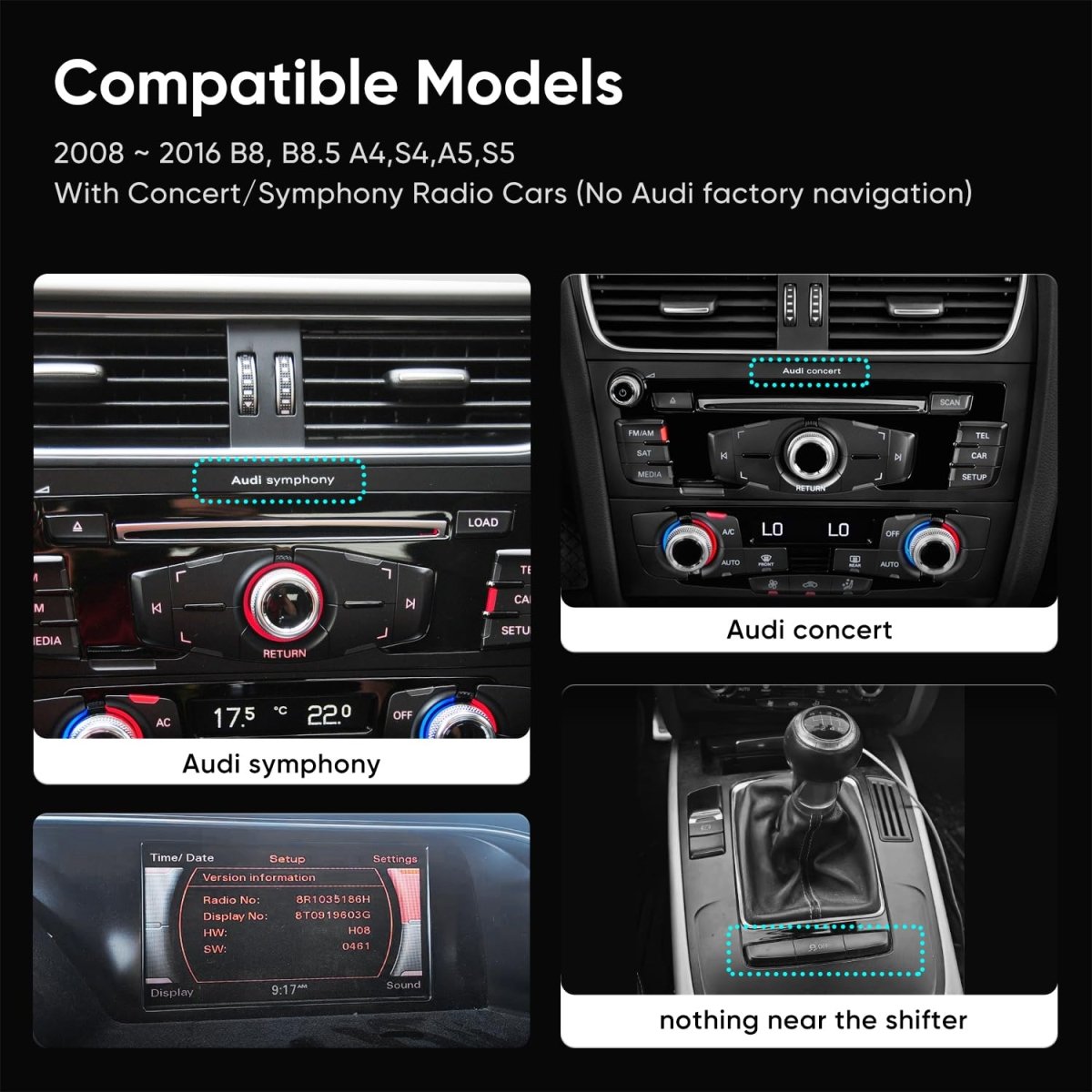 TOPTAKTILÉcran Tactile 10.25″ Wireless Carplay Android Auto pour Audi B8 B8.5 A4 S4 A5 S5 RS4 RS5 2009 - 2016