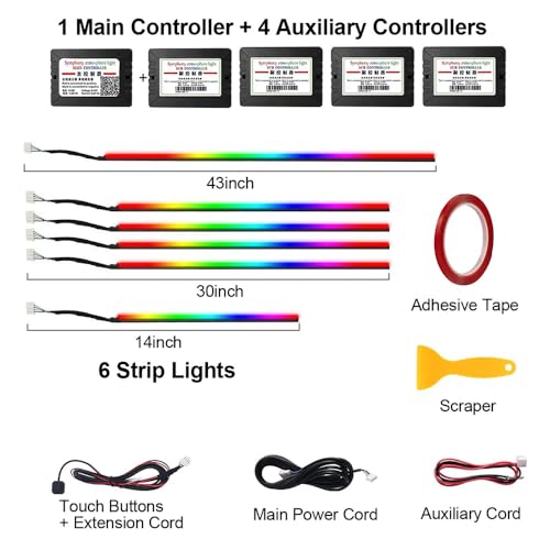 TOPTAKTILKit LED pour Voiture RGB - 16 Millions de Couleurs avec Contrôle App
