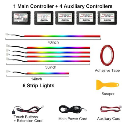 TOPTAKTILKit LED pour Voiture RGB - 16 Millions de Couleurs avec Contrôle App