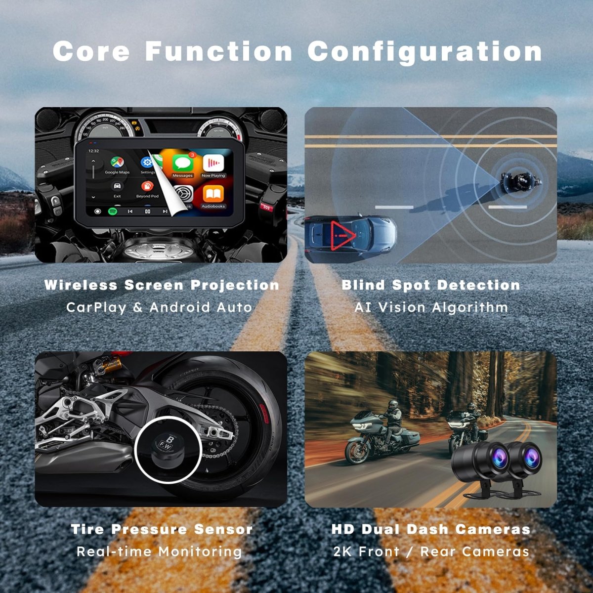 TOPTAKTILSystème de Navigation Intelligent 7" Ultra pour Moto - Compatible CarPlay & Android Auto
