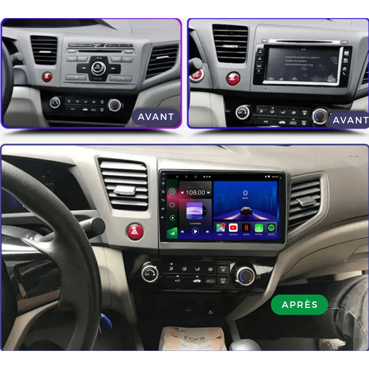 TOPTAKTILHonda Civic | 2012 - 2016 | Android 15 autoradio | Apple CarPlay | Android Auto