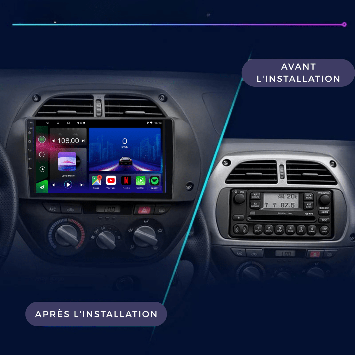 TOPTAKTILToyota RAV4 | 2001 - 2006 | Android 15 autoradio | Apple CarPlay | Android Auto