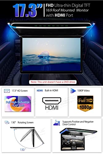 TOPTAKTILÉcran TFT 17.3" Full HD 1080P – Lecteur de Toit Voiture avec Casque IR NoirÀ domicile