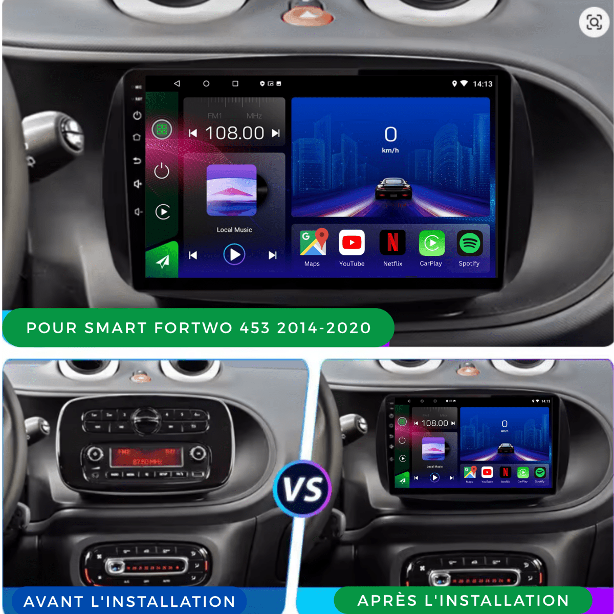 TOPTAKTILSmart | Fortwo 453 | 2015 - 2020 | Android 15 autoradio | Apple CarPlay | Android Auto
