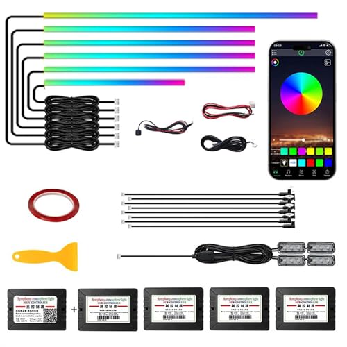 TOPTAKTILKit LED pour Voiture RGB - 16 Millions de Couleurs avec Contrôle App