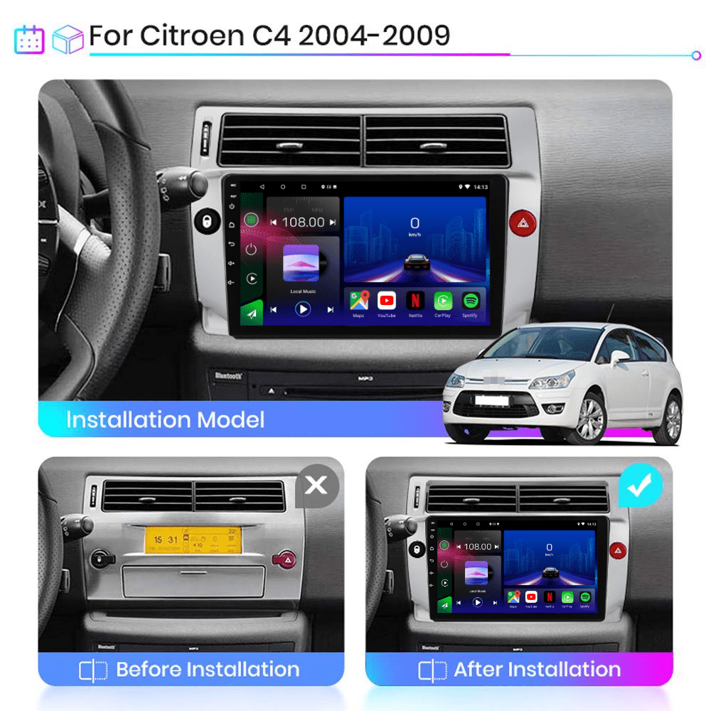 TOPTAKTILCitroen C4 | C - Triomphe | C - Quatre 2004 - 2009| Android 15 autoradio | Apple CarPlay | Android Auto