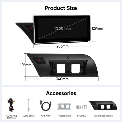 TOPTAKTILÉcran Tactile 10.25″ Wireless Carplay Android Auto pour Audi B8 B8.5 A4 S4 A5 S5 RS4 RS5 2009 - 2016