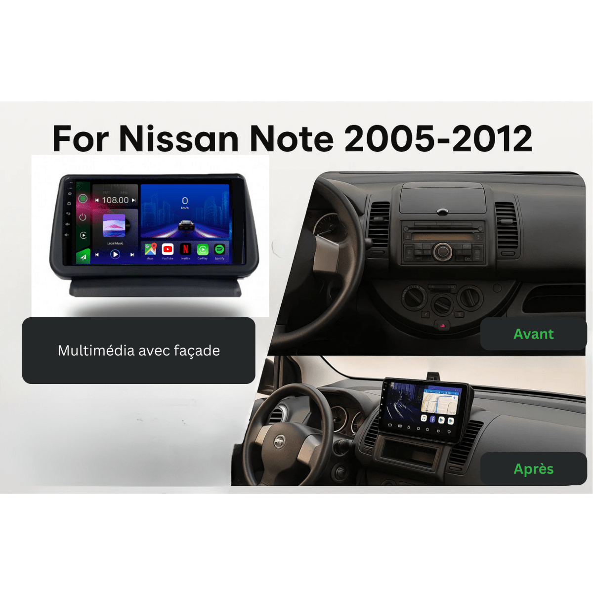 TOPTAKTILNissan Note | 2005 - 2012 | Android 15 autoradio | Apple CarPlay | Android Auto