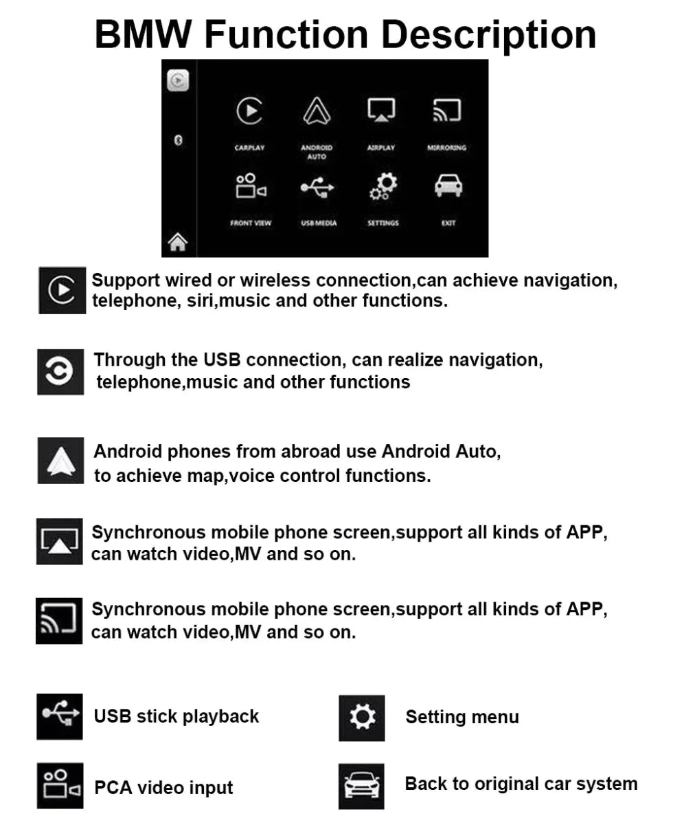 TOPTAKTILApple CarPlay sans fil | Rétrofit pour BMW | Android Auto | Décodeur | IntégrationÀ domicile
