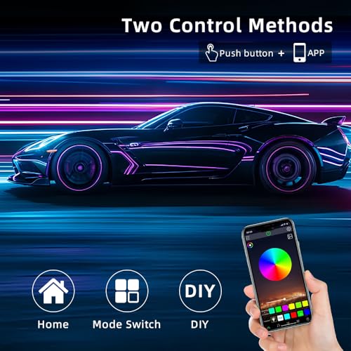 TOPTAKTILKit LED pour Voiture RGB - 16 Millions de Couleurs avec Contrôle App