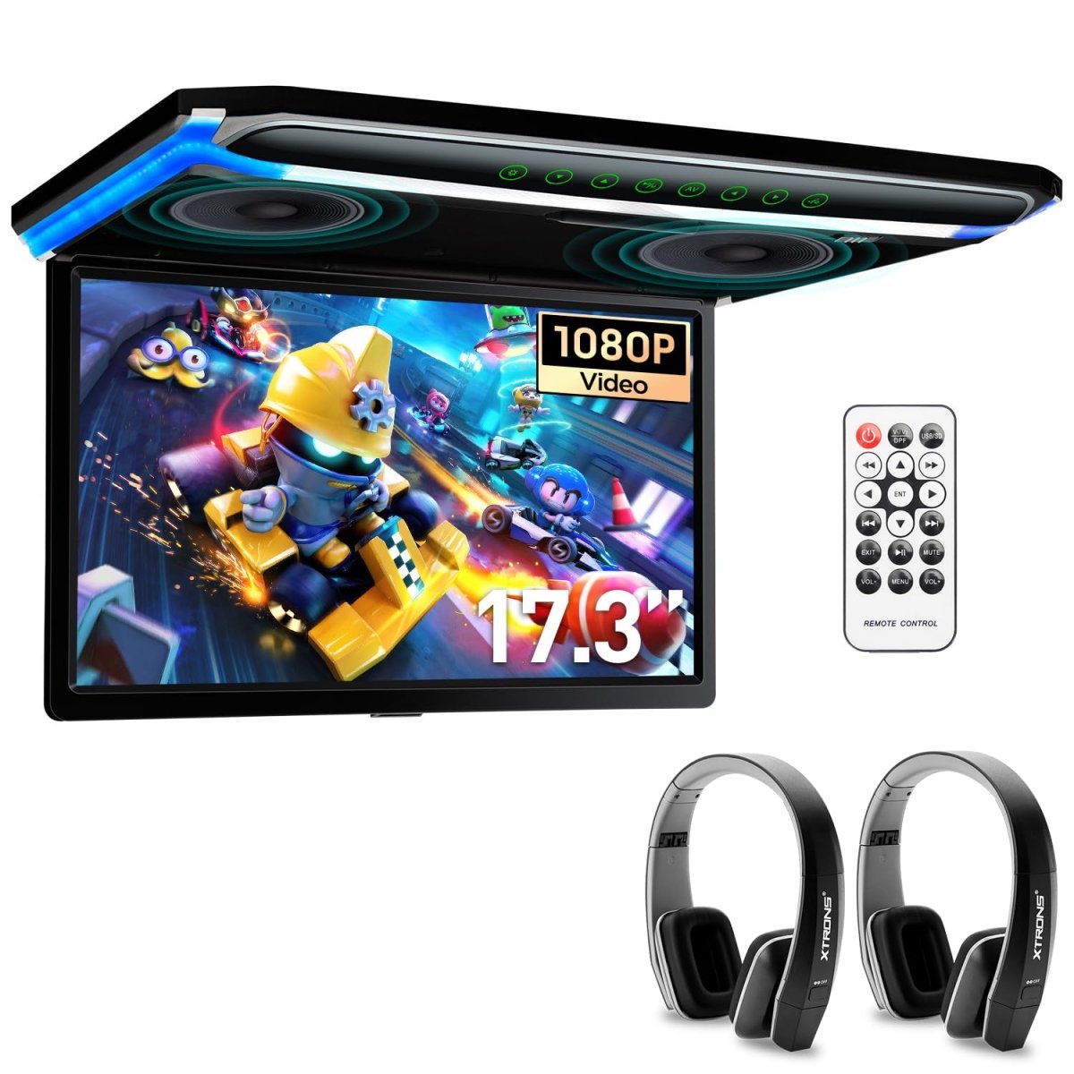 TOPTAKTILÉcran TFT 17.3" Full HD 1080P – Lecteur de Toit Voiture avec Casque IR NoirÀ domicile