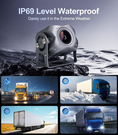 TOPTAKTILKit Caméras 4K 1080P 4 Canaux avec Écran Tactile 10.2" pour Camions, Bus & Caravanes – Vision 360°, Enregistrement 5 Canaux, Étanche IP69, Bluetooth 5.0, Installation FacileÀ domicile