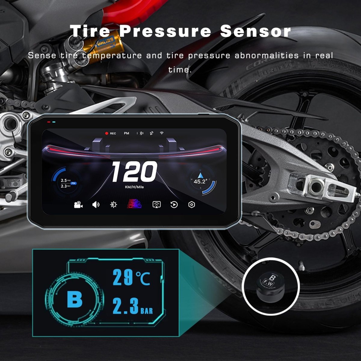 TOPTAKTILSystème de Navigation Intelligent 7" Ultra pour Moto - Compatible CarPlay & Android Auto