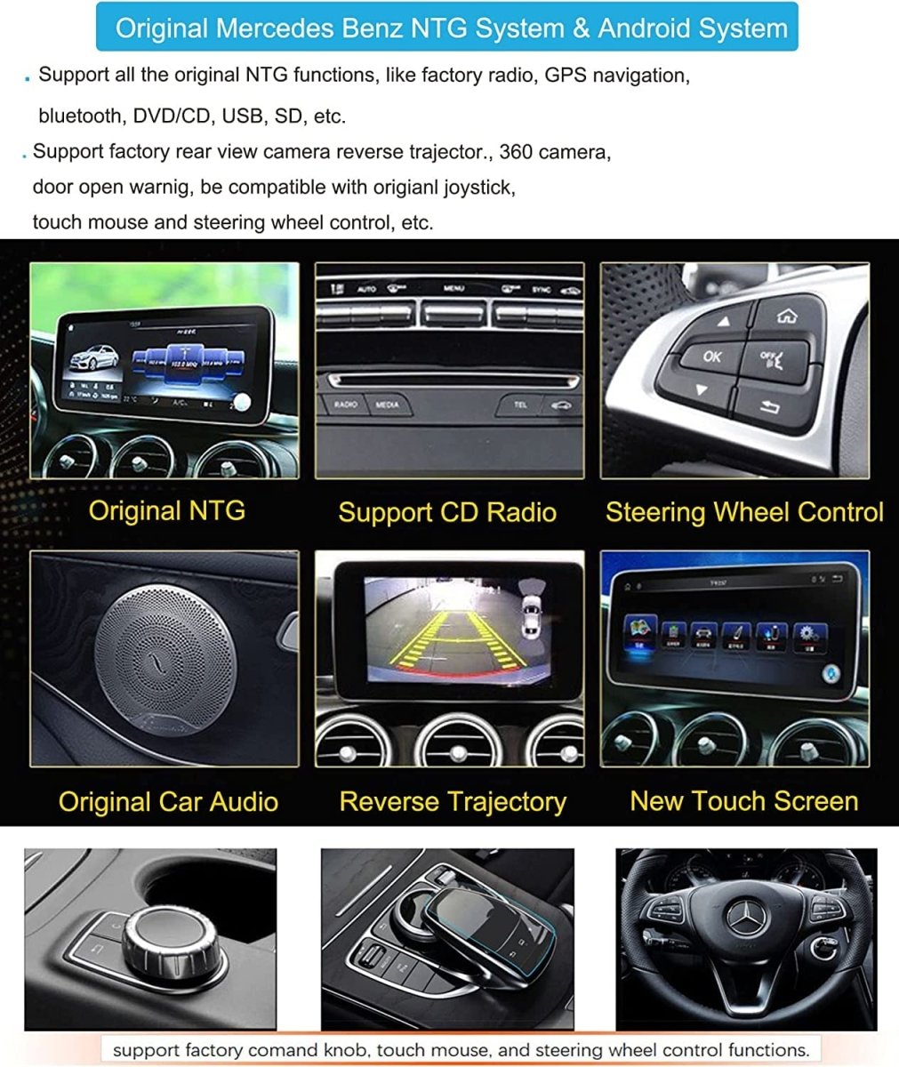 TOPTAKTILAutoradio Android 13 taille 12.3'' pour Mercedes C/GLC W205 2015 - 2018 | CarPlay, Android Auto