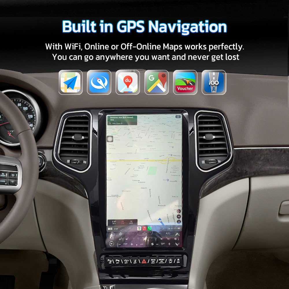 TOPTAKTILJeep Grand Cherokee 2014 - 2022 | Autoradio 13.6'' Android 12, GPS, CarPlay, 128GB